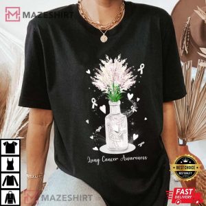 Lung Cancer 2021 Floral White Ribbon Family Support Women black