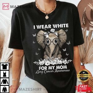 Lung Cancer Awareness Elephant White Ribbon for My Mom Women black