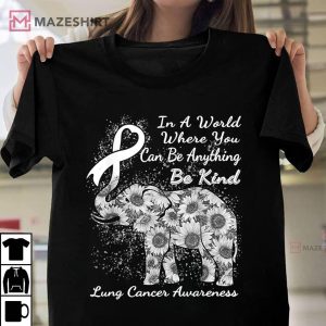 Lung Cancer Awareness Sunflower Elephant Be Kind Classic Unisex shirt 2