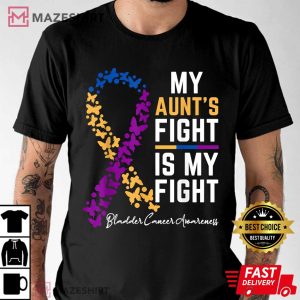 My Aunts Fight is My Fight Support Bladder cancer awareness Men black t shirt 2