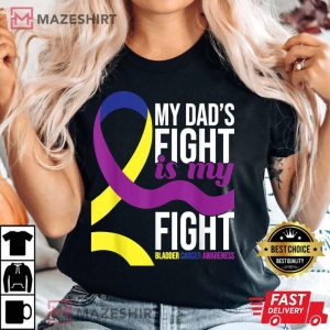 My Dads Fight is My Fight Bladder Cancer Awareness Women black t shirt 2 3