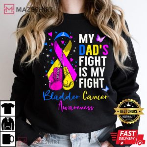 My Dads Fight Is My Fight Bladder Cancer Awareness Ribbon Women black sweatshirt