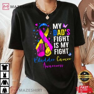 My Dads Fight Is My Fight Bladder Cancer Awareness Ribbon Women black