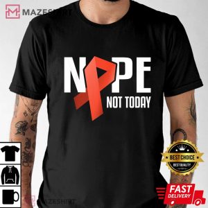 Nope Not Today Kidney Cancer Orange Support Ribbon Men black t shirt 2