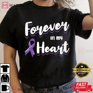 Pancreatic Cancer Awareness Ribbon Loss Loving Remembrance Women black t shirt 2