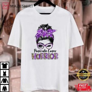Pancreatic Cancer Warrior Shirt Leopard Ribbon Unisex white