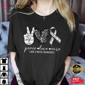 Peace Love Cure Lung Cancer Awareness Leopard Women black 2
