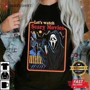 Lets Watch Scary Movie Together Shirt Halloween 90s tee