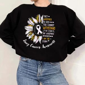 She Whispered I Am The Storm Lung Cancer Awareness Women black sw