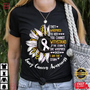She Whispered I Am The Storm Lung Cancer Awareness Women black t shirt 2