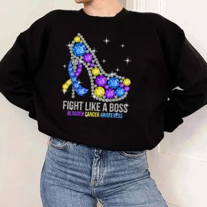 Strong Fighter Fight Like A Boss Bladder Cancer Awareness Women black sw