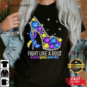 Strong Fighter Fight Like A Boss Bladder Cancer Awareness Women black t shirt 2