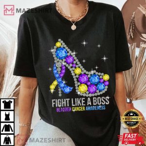 Strong Fighter Fight Like A Boss Bladder Cancer Awareness Women black