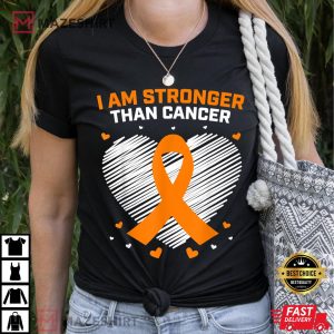Stronger Than Kidney Cancer Awareness Products Gifts Orange Women black t shirt 2