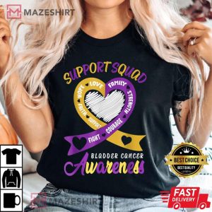 Support Squad Bladder Cancer Awareness Ribbon Appendix Women Women black t shirt 2