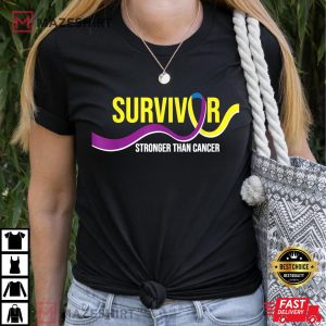 Survivor Stronger Than Cancer Bladder Cancer Awareness Women black t shirt 2