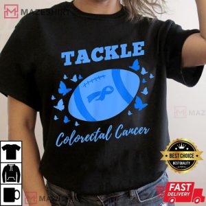 Tackle Colorectal Cancer CRC Colorectal Cancer Awareness Women black t shirt 2