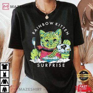 Cats Rainbow Kitten Surprise Cute Eat Retro Animals Vintage Women black