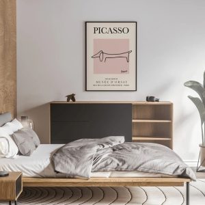 Picasso Dog Exhibition Vintage Line Art Poster 1