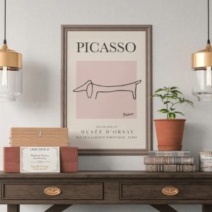 Picasso Dog Exhibition Vintage Line Art Poster 2