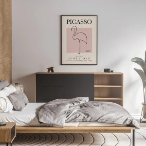 Picasso Flamingo, Exhibition Vintage Line Art Poster