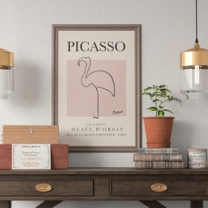 Picasso Flamingo Exhibition Vintage Line Art Poster 2