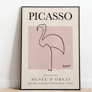 Picasso Flamingo Exhibition Vintage Line Art Poster