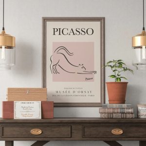 Picasso The Cat Exhibition Vintage Line Art Poster 1