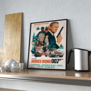 James Bond 007 Daniel Craig No Time To Die Poster. Retro Style Shirt