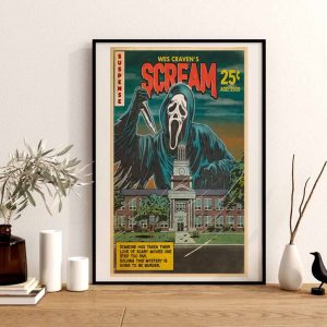 Scream Movie Retro Poster Ghost Scream Wall Art Poster