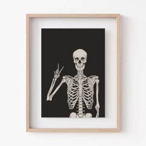 skeleton print halloween printable wall art poster