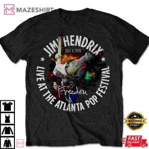Jimi Hendrix Adult T Shirt Atlanta Pop Festival 1970