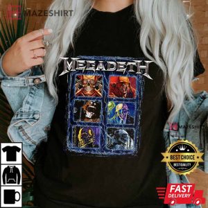 Megadeath Adult T Shirt Vic Head Grid shirt