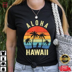 Aloha Hawaii Hawaiian Island Women black t shirt 2