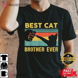 Best Cat Brother Ever Vintage Cats Happy Fathers Day Men black t shirt 2 2