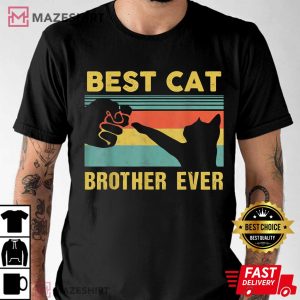 Best Cat Brother Ever Vintage Cats Happy Fathers Day Men black t shirt 2
