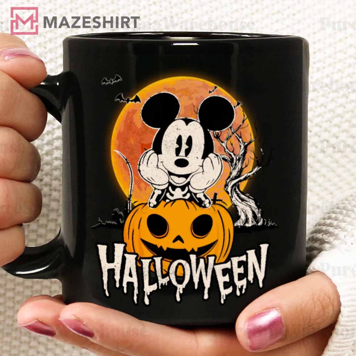 Mickey Skeleton With Pumpkin Halloween Gift Mug Mickey Skeleton With Pumpkin Halloween Gift Mug