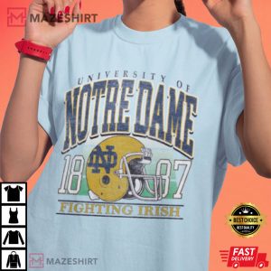 Custom Your City Vintage University of Notre Dame 1887Men black t shirt1