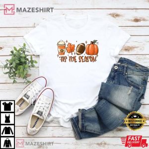 Coffee Dry Leaf Football and Halloween Tis The Season Men black t shirt