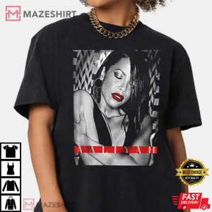 Aaliyah Red Lips with Red Type Block T Shirt 3