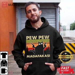 Pew Pew Madafakas Cat With Gun Best T Shirt 3