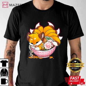 Cute Fox Ramen Japanese Noodles Kawaii Anime T Shirt 1