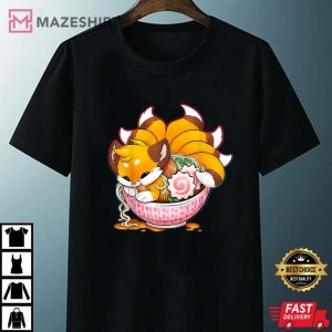 Cute Fox Ramen Japanese Noodles Kawaii Anime T Shirt 4