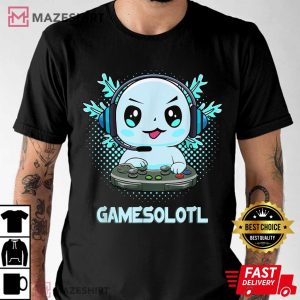 Gamesolotl Video Gamer Axolotl Fish Playing Gamer Anime Boys T-Shirt