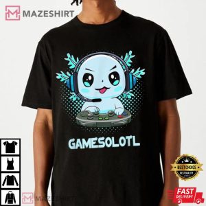 Gamesolotl Video Gamer Axolotl Fish Playing Gamer Anime Boys T-Shirt