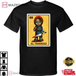El Travieso Chucky Childs Play Loteria Mexican Bingo Style Graphic T-Shirt