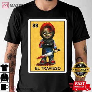 El Travieso Chucky Childs Play Loteria Mexican Bingo Style Graphic T-Shirt