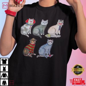 Cats Horror Characters Mashup Vintage T-Shirt