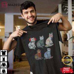 Cats Horror Characters Mashup Vintage T-Shirt