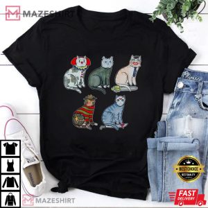 Cats Horror Characters Mashup Vintage T-Shirt